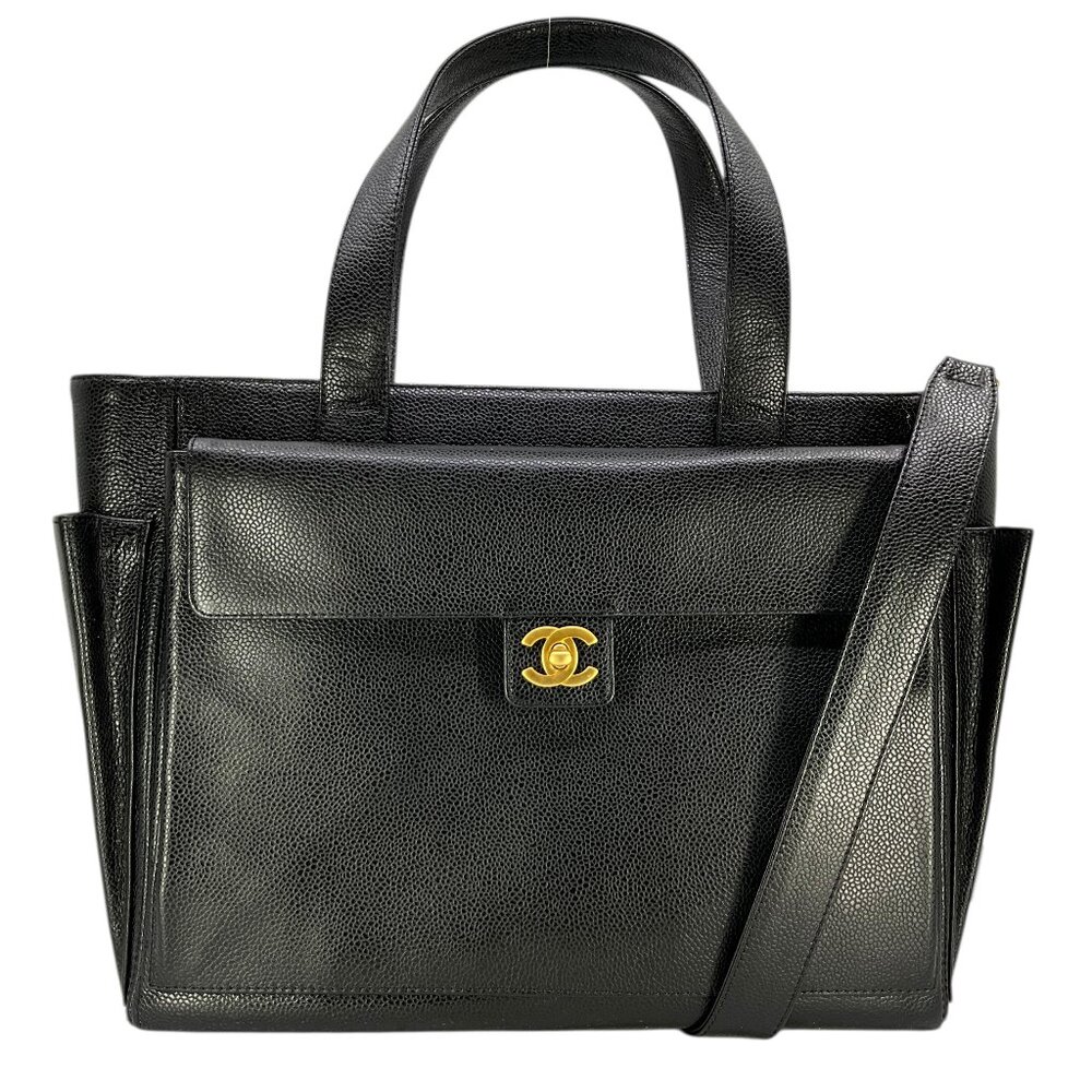 Chanel Caviar Leather Front Pocket Large Executive Tote Bag NEW